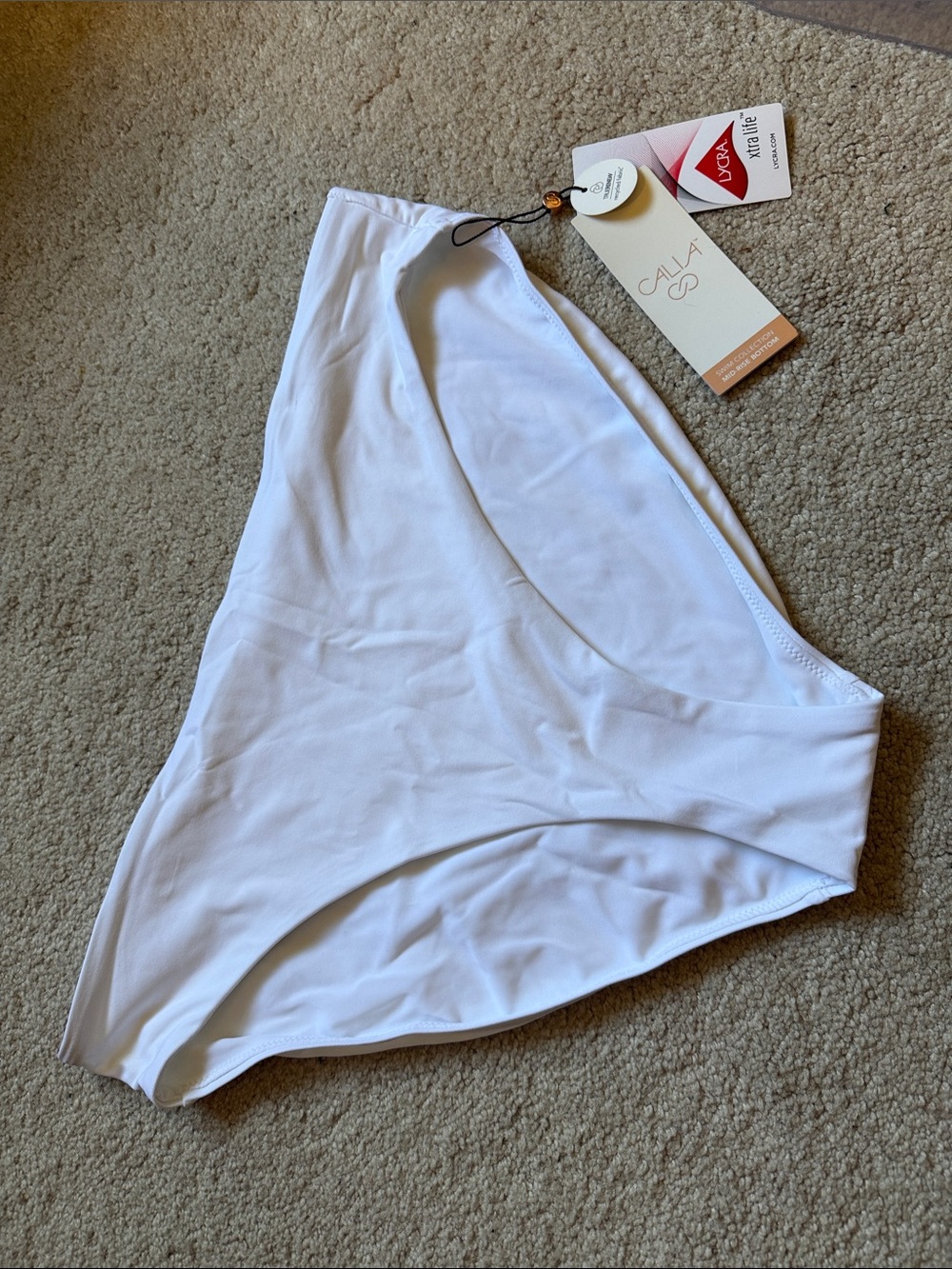 Calia White Mid-Rise Swim Bottom